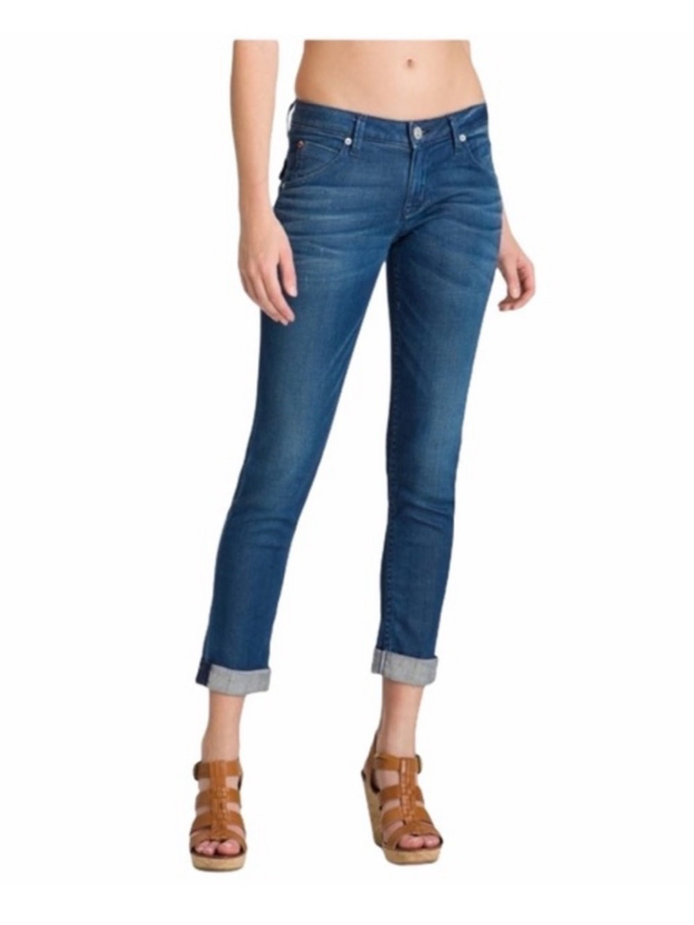 Hudson Bacara Crop Straight Cuffed Jeans Flap Pocket Low
Rise Distressed size 28